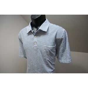The Normal Brand Polo Shirt Mens XL Blue Striped Pocket Short Sleeve Excellent